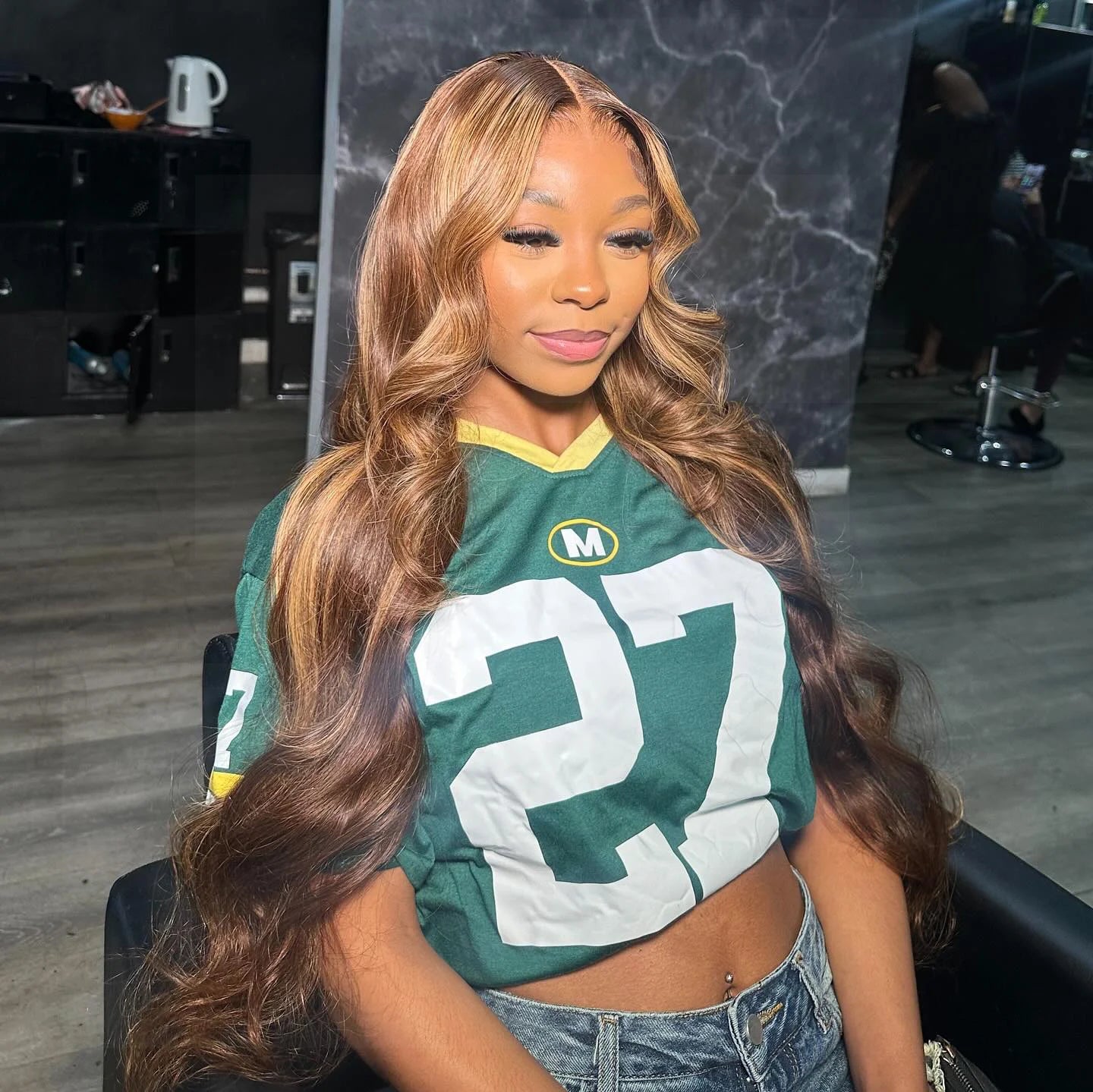 Body Wave Highlight 13x6 HD Lace Front Human Hair Wig