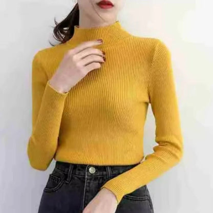 Vintage Solid Mock Neck Knit Sweater