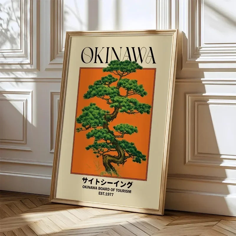 Japanese Retro Okinawa Travel Iconic Trees Canvas