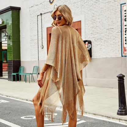 Tassel Gold Bikini Beach Cover-Up Dress
