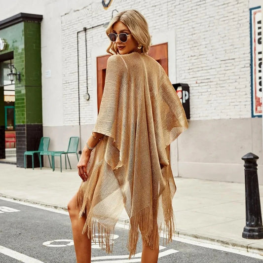 Tassel Gold Bikini Beach Cover-Up Dress