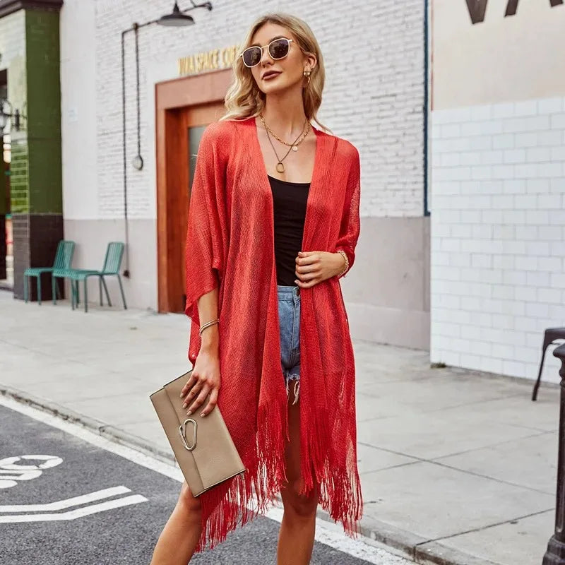 Tassel Gold Bikini Beach Cover-Up Dress