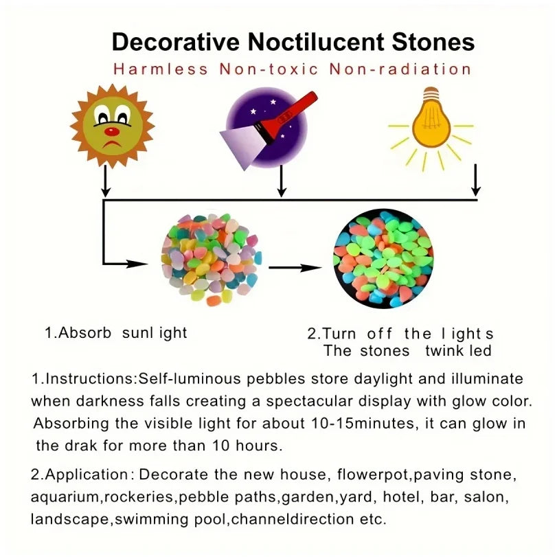 Glow-in-the-Dark Resin Pebbles for Garden & Aquarium