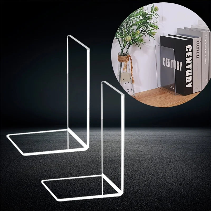 Acrylic Bookends Stand – Desktop Storage Rack