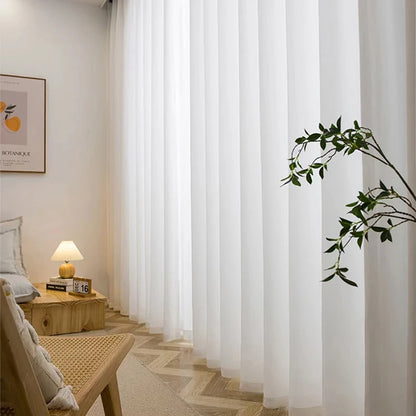 White Tulle Luxury Chiffon Window Curtains