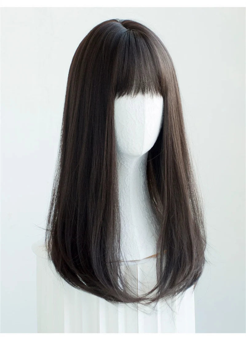 Korea JK Girl Synthetic Cosplay Wig with Air Bangs