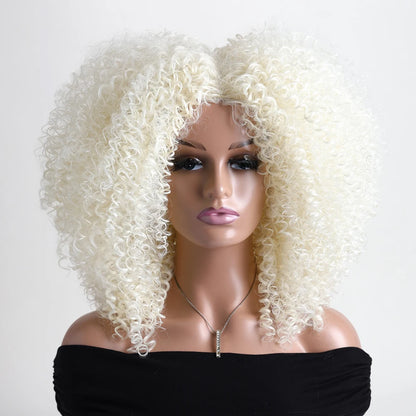 Afro Kinky Curly Synthetic Wig with Bangs