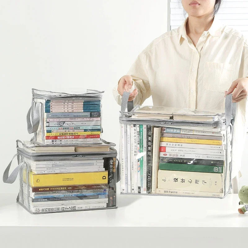 Foldable Transparent Book Storage Organizer Box