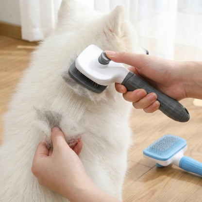 Dual-Use Self-Cleaning Pet Grooming Brush