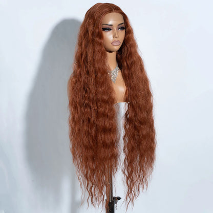 42" Curly Ombre Blonde Synthetic Lace Front Wig