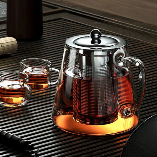Heat-Resistant Glass Teapot with Stainless Steel Infuser