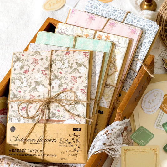 Vintage Floral Scrapbook Craft Paper Pack