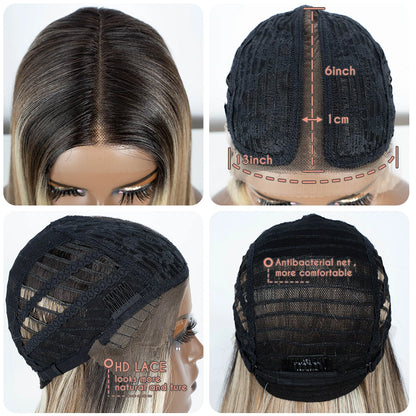 38" Long Straight Synthetic Lace Front Wig