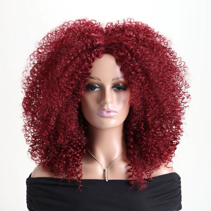 Afro Kinky Curly Synthetic Wig with Bangs