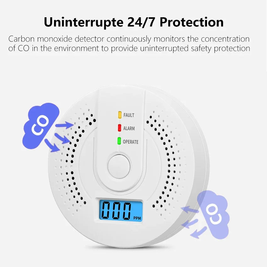 Independent Carbon Monoxide (CO) Alarm Detector with LCD