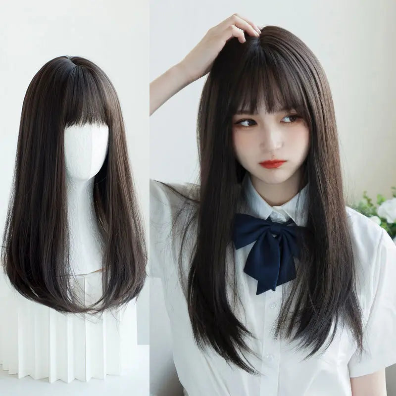 Korea JK Girl Synthetic Cosplay Wig with Air Bangs