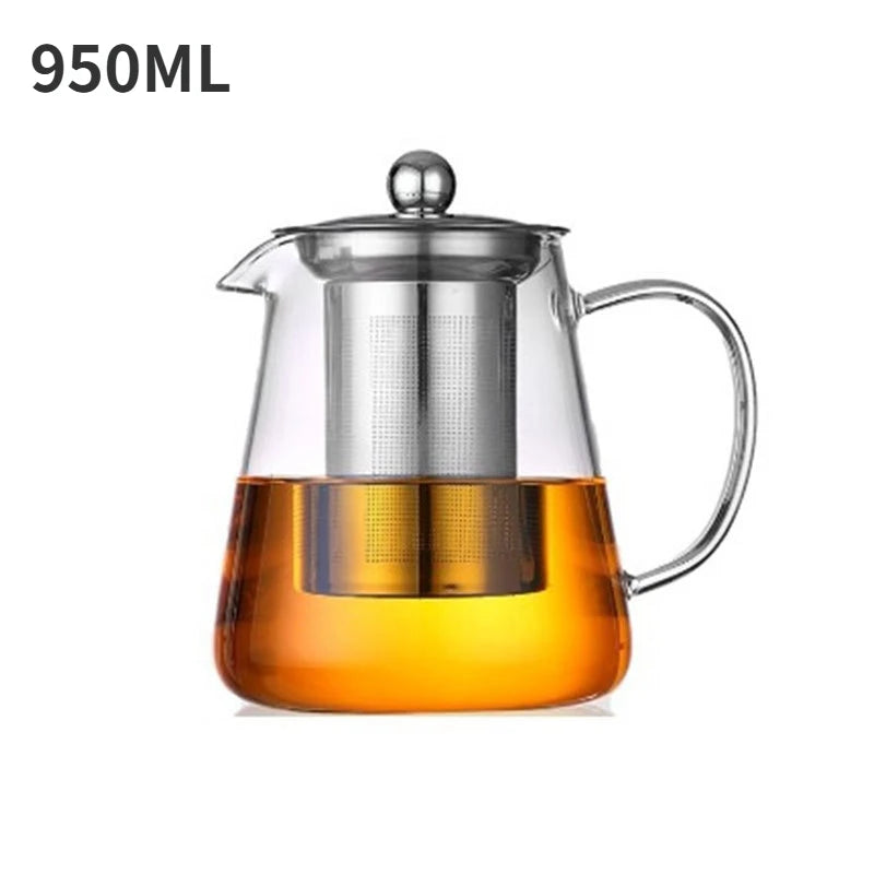 Heat-Resistant Glass Teapot with Stainless Steel Infuser