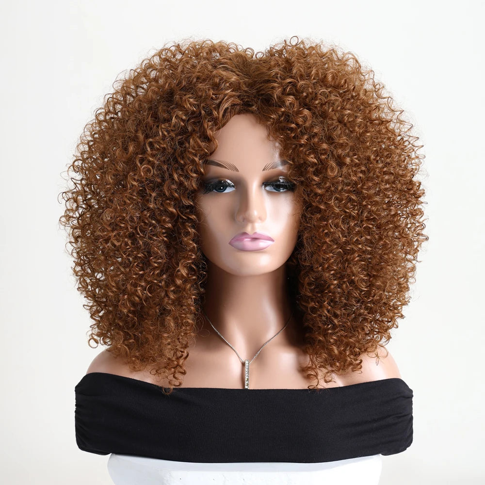 Afro Kinky Curly Synthetic Wig with Bangs