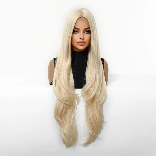 Long Golden Blonde Wavy Synthetic Wig