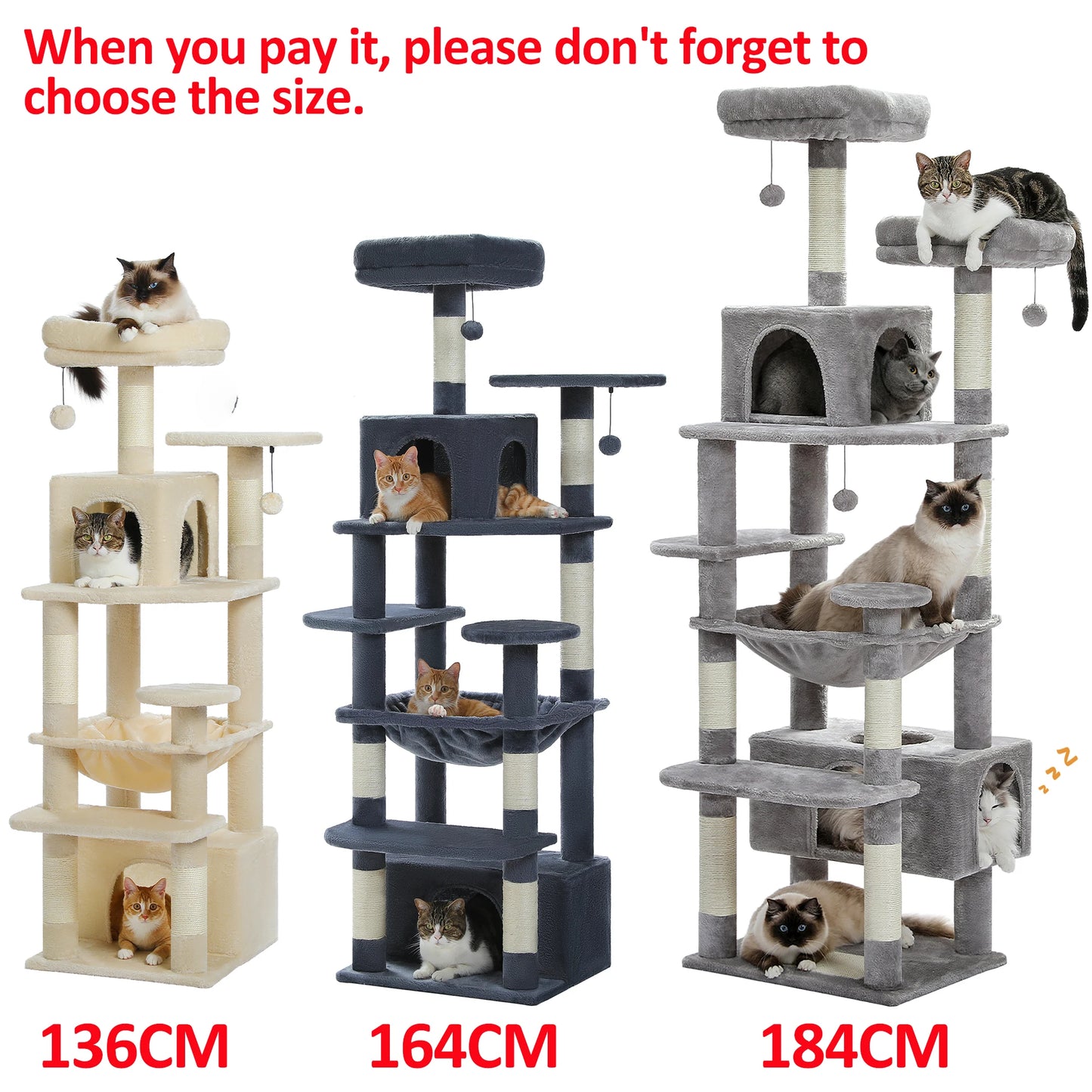 Cat Tree Tower with Scratching Posts & Hammock