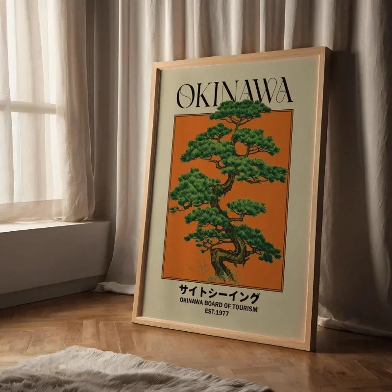 Japanese Retro Okinawa Travel Iconic Trees Canvas
