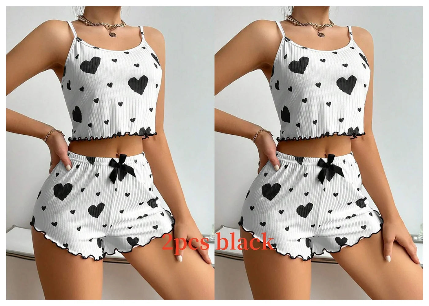 Women’s 2-Piece White Tank & Shorts Pajamas Set