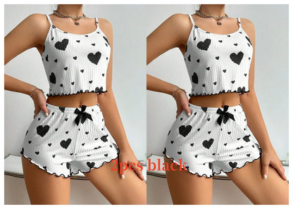 Women’s 2-Piece White Tank & Shorts Pajamas Set
