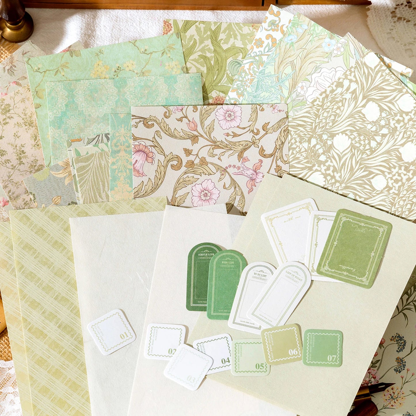 Vintage Floral Scrapbook Craft Paper Pack