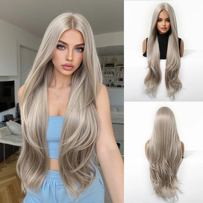Long Golden Blonde Wavy Synthetic Wig