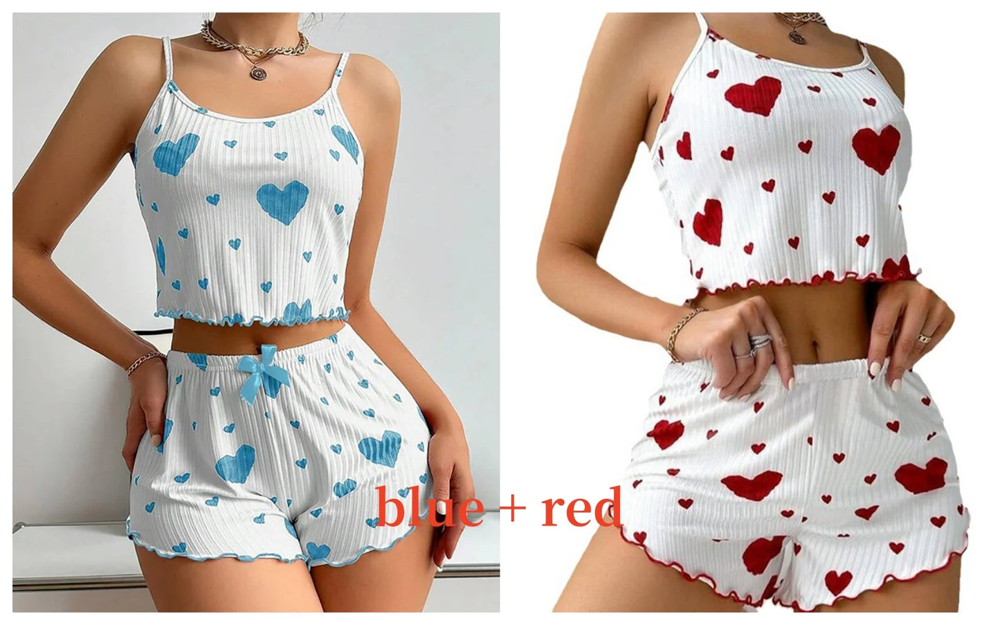 Women’s 2-Piece White Tank & Shorts Pajamas Set