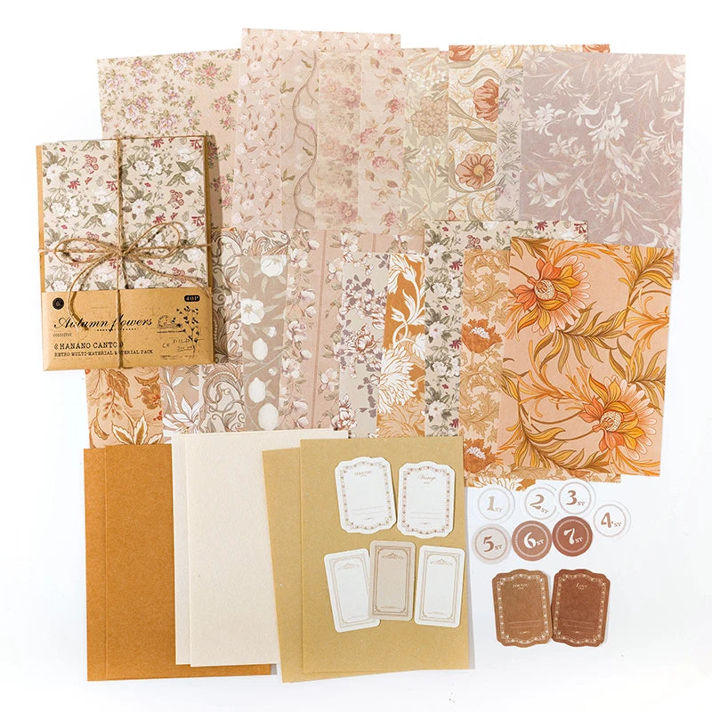 Vintage Floral Scrapbook Craft Paper Pack